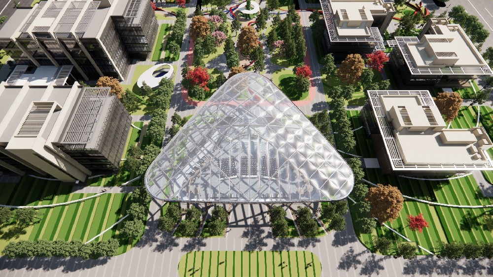 ETFE氣枕膜與雙曲面空間網(wǎng)殼結構結合是什么樣？一起來一睹真容!